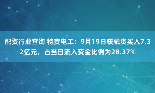 配资行业查询 特变电工：9月19日获融资买入7.32亿元，占当日流入资金比例为28.37%